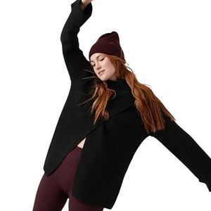 Athleta Azalea Merino Wool-Cashmere Blend Split Front Sweater Sz XS Oversized